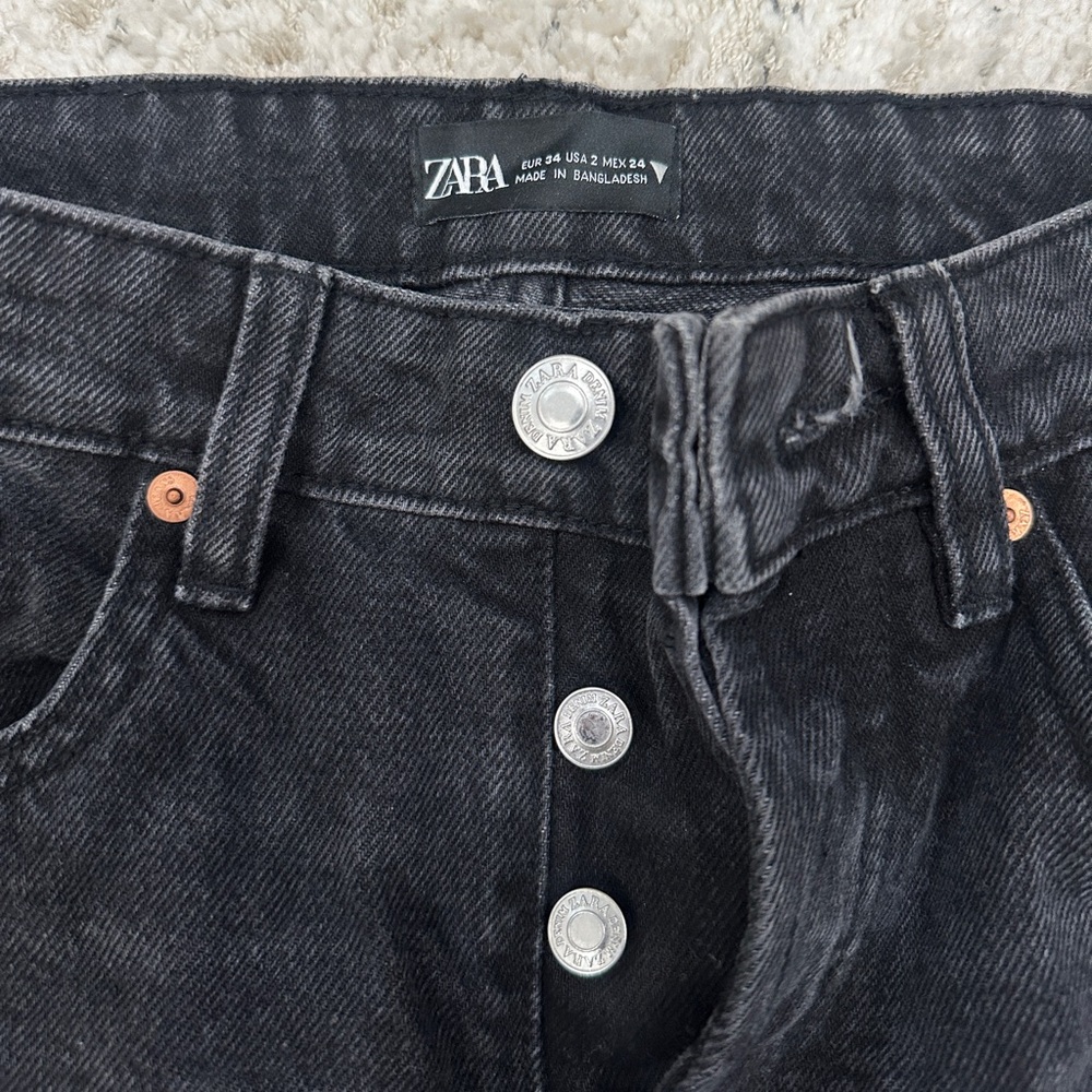 🚫SOLD🚫Zara Black High Waist Straight Leg Jeans - Picture 9 of 11